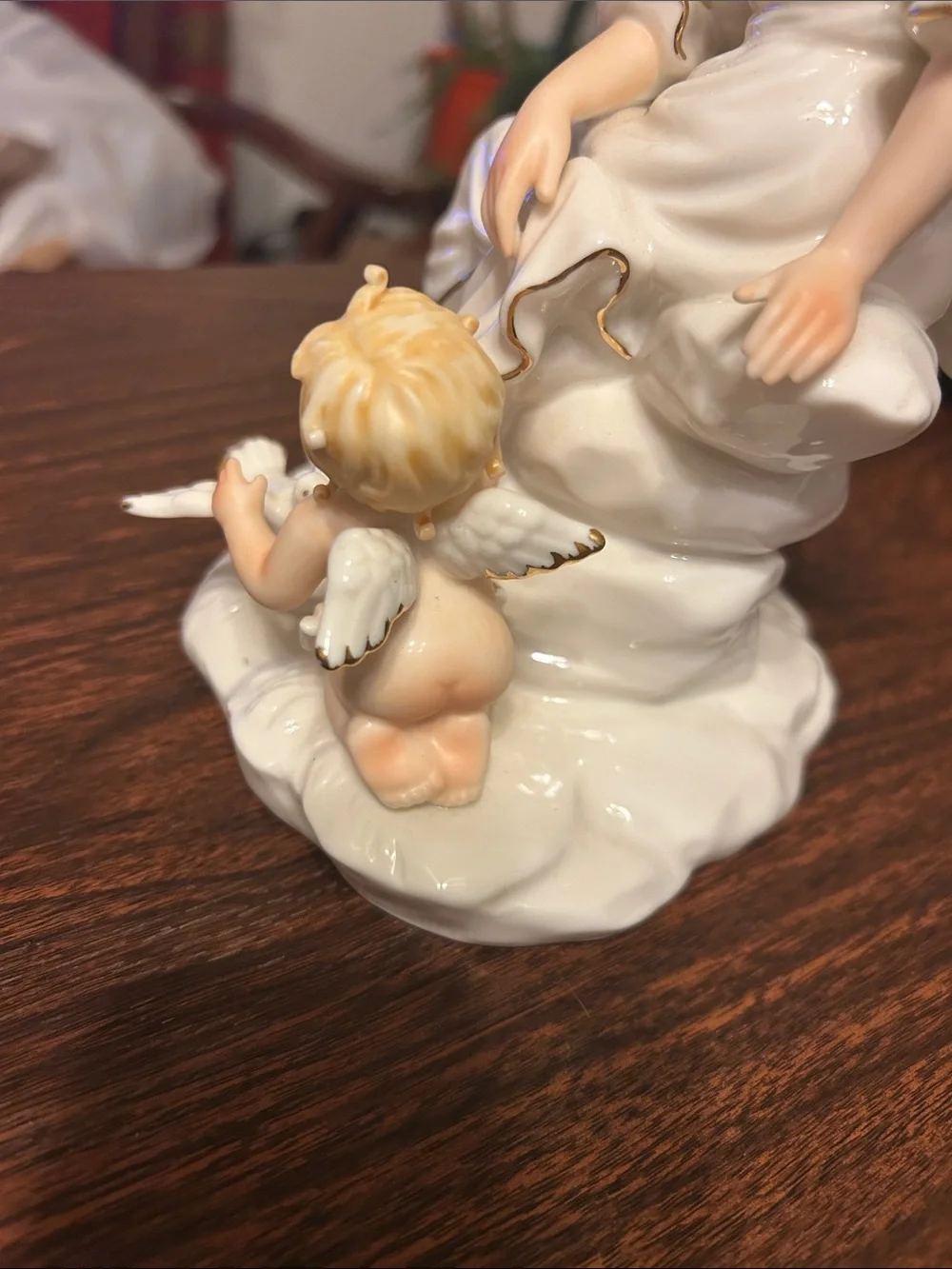 Vintage O’Well Euc Granduer Noel Angel with Cherub and dove porcelain